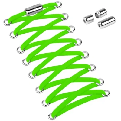 Abbildung von Widamin 2 Paar Elastische Schnürsenkel für Erwachsene und Kinder, Ohne Binden mit Metallkapseln, Gras Grün