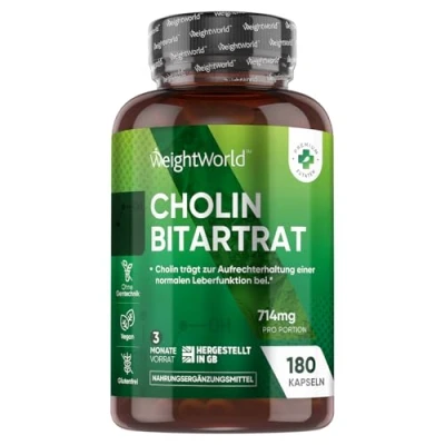 Abbildung von Cholin Bitartrat Kapseln 714mg pro Portion trägt zur Aufrechterhaltung einer normalen Leberfunktion bei (EFSA) Für 3 Monate Vorrat Täglich 2 180 Stück von WeightWorld