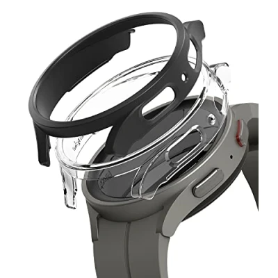 Abbildung von Ringke Slim Case [2 Stück/45MM] Kompatibel mit Samsung Galaxy Watch 5 Pro 45mm Hülle Hart PC Cover Keine Schutzfolie Clear &amp; Black