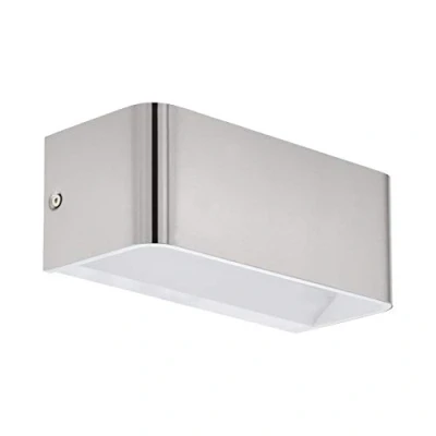 Abbildung von EGLO LED Wandlampe Sania 4, 1 flammige Wandleuchte Modern, Minimalismus, Wandstrahler innen aus Aluminium, Wohnzimmerlampe, Flurlampe in Nickel Matt, Weiß, L 20 cm