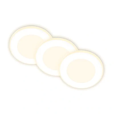 Abbildung von BRILONER 3er Set LED Einbaustrahler 230V mit Nachtlichtfunktion, Flächen und Ringe sep. schaltbar, Speicherfunktion, Spot, flach, Deckenspots, Einbauleuchten, Wohnzimmer, 68mm, 93x30mm, Weiß