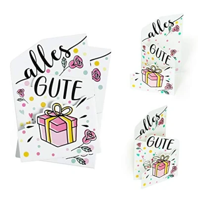 Abbildung von Diese Klappkarten 2 Stück Karte Geburtstag Alles Gute mit 3D Effekt Moderne Geburtstagskarte Geschenk Rosen Champagner für Sie Glückwunschkarte oder Gutschein zum Aufstellen, X014