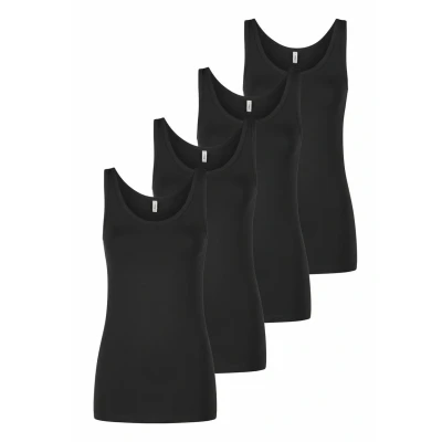 Abbildung von ONLY Tank Top Damen Baumwolle Stretch Slim Fit Onllive LUV 4er Pack Set Basic Shirt Rundhals Trägershirt Ärmellos Oberteile Einfarbig, Größe:L, Farbe:Pack 1
