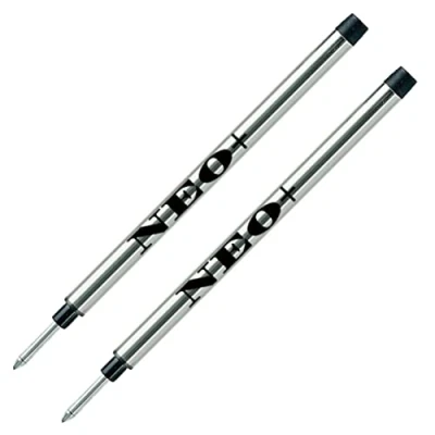 Abbildung von NEO+ Tintenroller Ersatzminen in schwarzer Tinte, kompatibel mit Dupont Tintenroller, 11,5 cm lang, 2 Stück