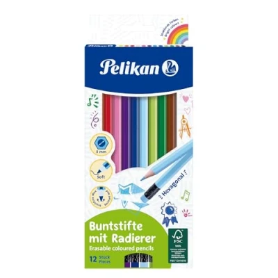 Abbildung von Pelikan 700689 radierbare Buntstifte (sechskant) 12 Stück