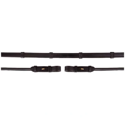 Abbildung von BR antislip Leder Dressurzügel Schwarz/Gold Warmblut