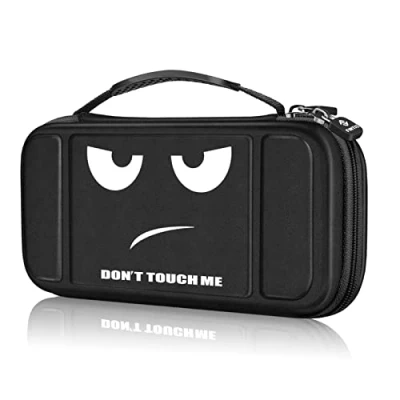 Abbildung von Fintie Tragetasche für die Nintendo Switch Lite [Stoßfeste] Hartschalen Aufbewahrungstasche mit 15 Spielkartenhaltern Haltegurt Konsole &amp; Accessoires, Don&#039;t Touch