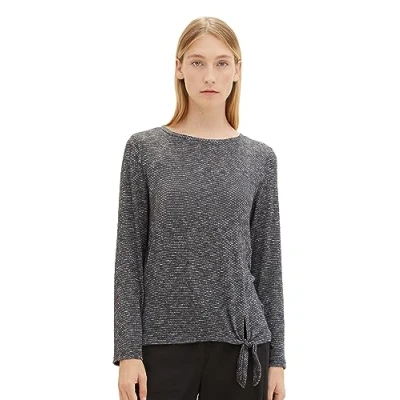 Abbildung von TOM TAILOR Damen 1038870 Langarmshirt mit Knotendetail, 30281 evident Anthracite Melange, L