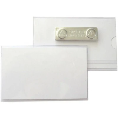 Abbildung von 5 Stück Namensschilder, Ausweishüllen aus Hart PVC mit Magnet 90x55 mm