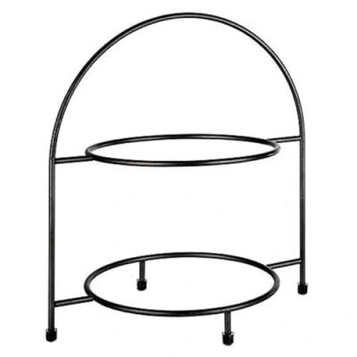 Abbildung von APS 33208 Serviergestell „Industrial“, Etagere, Gestell aus Metall für 2 Teller max. Ø 27 cm, innerer Ring 18 Größe 19,5 x 29 Höhe 30 Antirutsch Füßchen (Teller nicht enthalten), Schwarz