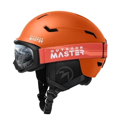 Abbildung von OutdoorMaster Skihelm Set, Snowboard Helm mit Brille für Erwachsene 12 Belüftungsöffnungen Skihelme Männer, Frauen und Jugendliche