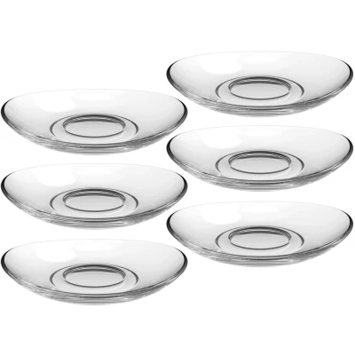 Abbildung von Leonardo Napoli Untertassen 6er Set, spülmaschinengeeignete Glas Unterteller für Espresso Tassen, 6 Stück Ø 11 cm, 024205