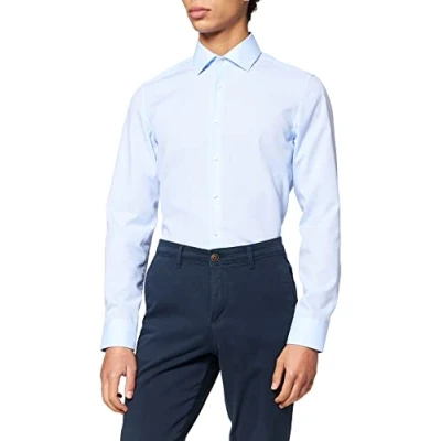 Abbildung von Seidensticker Herren Business Hemd Slim Fit Bügelfrei Kent Langarm Shirt, Blau, 45 EU