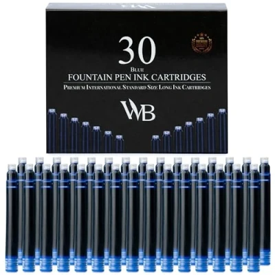 Abbildung von Wordsworth &amp; Black Füllfederhalter Tintenpatronen Set mit 30 Blau internationale Standardgröße Länge ca. 5,1 cm Durchmesser des Sockels 0,6 Einweg und generisch
