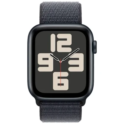 Abbildung von Apple Watch SE 2024 44mm Schwarz (Schwarzes Nylon Armband)