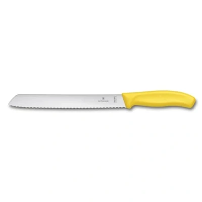 Abbildung von Victorinox, Swiss Classic, Profi Brotmesser, Extra Scharfe Klinge, Wellenschliff, 21 cm, Robuster Kunststoffgriff, Rostfreier Stahl, gelb