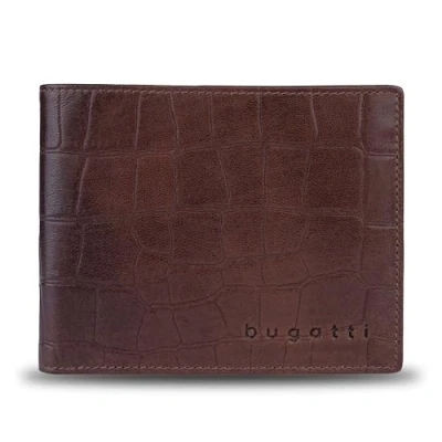 Abbildung von Bugatti Lima Geldbörse aus Leder Kroko Look, Portemonnaie mit RFID Schutz, braun