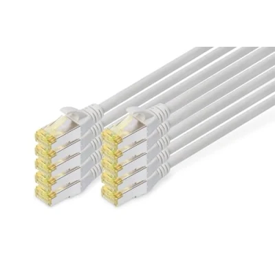 Abbildung von DIGITUS LAN Kabel Cat 6A 2m 10 Stück RJ45 Netzwerkkabel S/FTP Geschirmt Kompatibel zu 6 &amp; 7 Grau