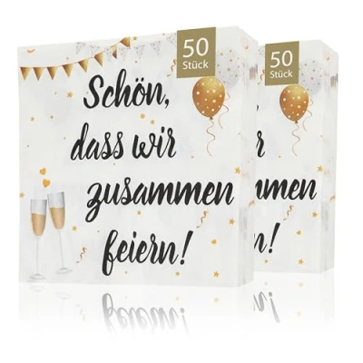 Abbildung von CraftWerk Servietten 100er Pack Schön dass wir zusammen feiern mit Spruch für Geburtstag, Party, Polterabend 32 x cm