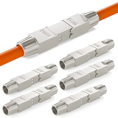 Abbildung von HB DIGITAL 6x Cat.7 LSA werkzeugloser Netzwerkkabel verbinder CAT 7 STP feldkonfektionierbare Kupplung Adapter Verlängerung für LAN Verlegekabel Ethernet Installationskabel