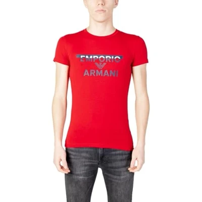 Abbildung von Emporio Armani Herren Men&#039;s Crew Neck T shirt Megalogo Shirt, Rot, M EU
