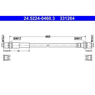 Abbildung von ATE 24.5224 0460.3 Bremsschläuche 460 MERCEDES BENZ: G Class Off Road