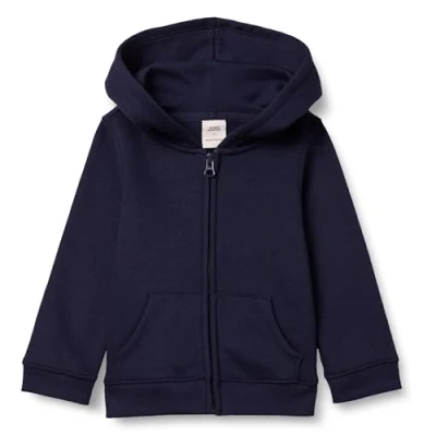 Abbildung von Amazon Essentials Mädchen Fleece Kapuzenpullover mit Reißverschluss, Marineblau, 9 Jahre