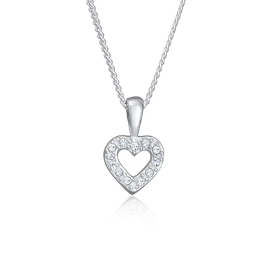 Abbildung von Elli HERZ Kristalle Liebe Romantik Halskette, Damen, Größe: 45, Silber