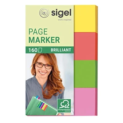 Abbildung von SIGEL HN630 Haftmarker aus Papier, 4 Farben, 160 Streifen im Format 20 x 50 mm