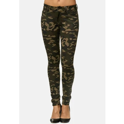 Abbildung von Elara Damen Stretch Hose Skinny Fit Jegging Chunkyrayan A92 Army 40 (L)
