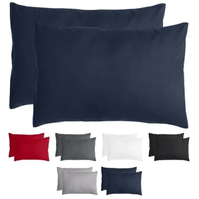 Abbildung von Komfortec Kissenbezug 40x60 cm 2er Set aus Gebürstet Mikrofaser mit Reißverschluss, Atmungskativ und Weich Blau