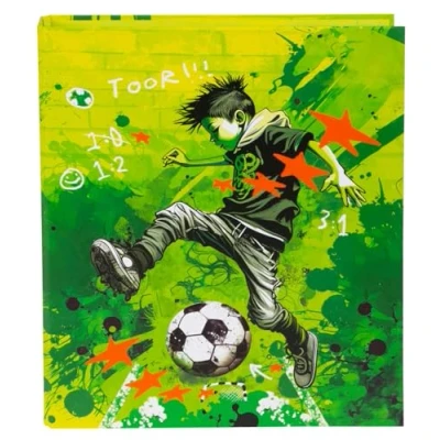 Abbildung von goldbuch 37 133 Ringbuch Stürmer, Ordner, Maße 26 x 32 4 cm, Einband aus Kunstrdruck, Hefter mit 2 Ringmechanik Metall, Ringordner Format DIN A4, Aktenmappe Fußballspieler Motiv, Ringmappe Grün