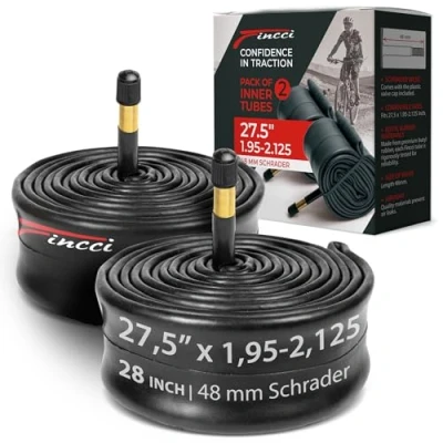 Abbildung von Fincci Fahrradschlauch 27,5 Paar Fahrrad Schlauch 27. 5 Zoll MTB, 27.5 x 1.95 2.00 2.125 mit Schrader 48 mm Autoventil, Schläuche für Mountainbike, E Bike, Rennrad Fahrrad, Klapprad 2er Pack