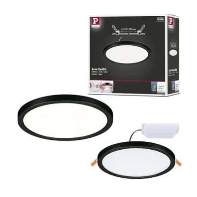 Abbildung von Paulmann 79963 LED Panel Einbaupanel Areo IP44 175mm rund incl. 1x13 W Warmweiß Schwarz Kunststoff Beleuchtungssystem 4000 K