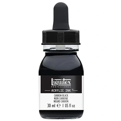 Abbildung von Liquitex Ink Professional flüssige Acrylfarben Tuschen, 30ml, hochpigmentierte Airbrushfarbe Karbonschwarz