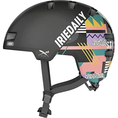 Abbildung von ABUS Stadthelm Skurb ACE Stylischer Fahrradhelm im Alltag, beim Skaten, BMX Fahren oder Longboarden Schwarz/Muster (iriedaily black), Größe L