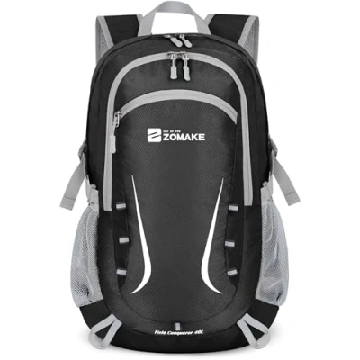 Abbildung von ZOMAKE Faltbarer Rucksack 40L,Groß Leichter Rucksäcke Wasserdicht Wanderrucksack Packable Backpack für Damen Herren Outdoor Wandern(Schwarz)