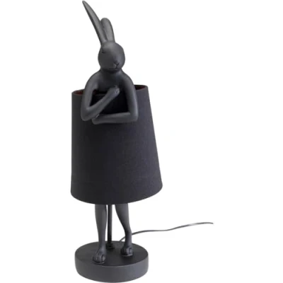 Abbildung von Kare Design Tischlampe Animal Rabbit Matt Schwarz, Hase, 50cm Höhe, Leinen, Kunsthartz, Moderne Tischleuchte, Wohnzimmer, Schlafzimmer, keine Leuchtmittel inklusive, 50x17x20 cm (HxBxT)