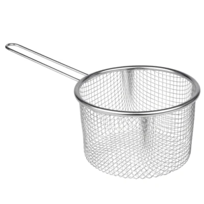 Abbildung von Space Home Frittierkorb mit Griff Gemüsekocher Abtropfgestell Runder Fritteusenkorb Edelstahl 16 cm