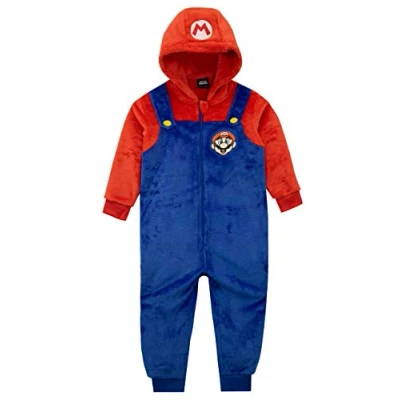 Abbildung von Super Mario Onesie Schlafoverall Kinder Fleece Jumpsuit Schlafanzug Einteiler für Jungen Mehrfarbig 122