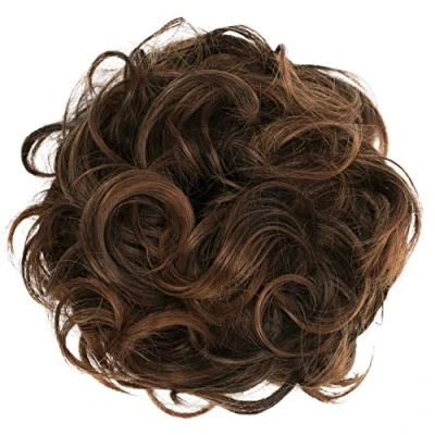 Abbildung von CAISHA Scrunchie Haarteil Haargummi Dutt Haarverdichtung Groß Emilia Gewellt Unordentlich DM15cm Braun Mix G9E
