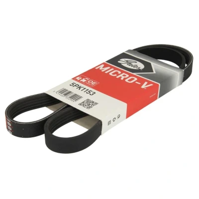 Abbildung von GATES Micro V 5PK1153 Keilrippenriemen 1153 5 Polyester, EPDM (Ethylen Propylen Dien Kautschuk) FIAT: 500 Hatchback, Panda III Hatchback