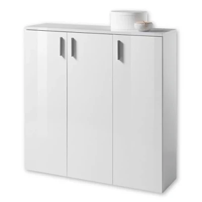 Abbildung von Stella Trading LINCOLN Schuhschrank, Weiß Hochglanz Praktisches Schuhregal Schuhkommode zur platzsparenden Aufbewahrung von Schuhen 120 x 35 cm (B/H/T)