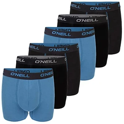 Abbildung von O&#039;Neill Boxershorts Herren 6er Pack Baumwolle Uni Sport Boxer Männer Basic Trunk Unterwäsche, Größe:M, Vorteilspacks:6X Black Blue (7001)