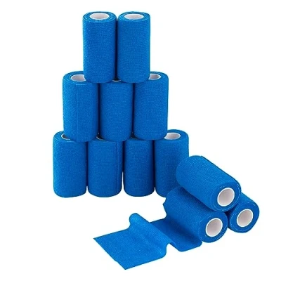 Abbildung von PHYTOP Selbsthaftende Bandage Selbstklebende Haftbandage 10cm X 4,5m, Elastischer Selbstklebender Verband für Handgelenk und Knöchelschutz (blau)