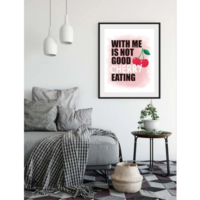 Abbildung von queence Bild »CHERRY« Humor Motivationsbilder Obst Bilder Schriftzug Sprüche &amp; Texte Süßigkeiten 1 Stk. tlg. HD Premium Poster Druck inkl. Holzrahmen