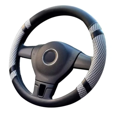 Abbildung von Pahajim Auto Lenkradhülle Lenkrad Abdeckung Microfiber Leder Anti Rutsch Lenkradabdeckung Breathable für LKW/Auto/Jeep/SUV, Universal 38(Grau)
