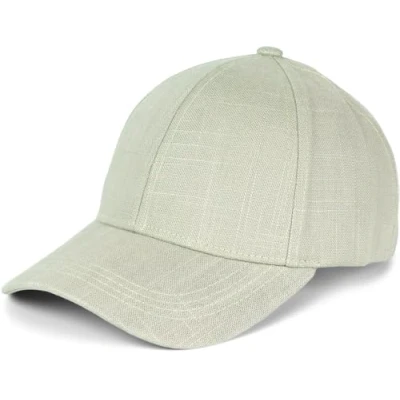 Abbildung von styleBREAKER Unisex Leinen Baseball Cap Einfarbig, 6 Panel Basecap, Metallschnalle verstellbar 04023089, Farbe:Lindgrün