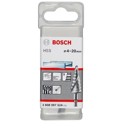 Abbildung von Bosch Professional Stufenbohrer HSS mit 1/4&quot; Sechskantschaft (Ø 4 20 mm, 9 Stufen, Zubehör für Bohrmaschinen)