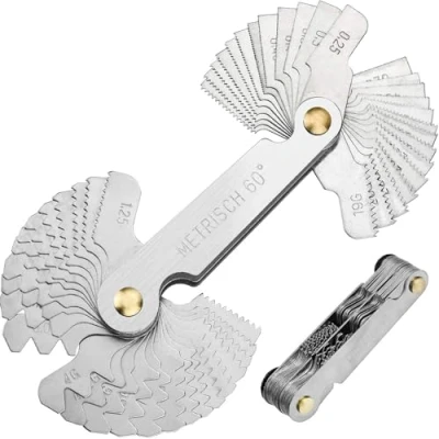 Abbildung von ZHENA 1Pc Gewindelehre Metrisch 60 Grad 0.25 6mm, Zoll 55 4 62G, Edelstahl Messlehre Feingewinde(Metrisch 24blatt+ 28blatt)